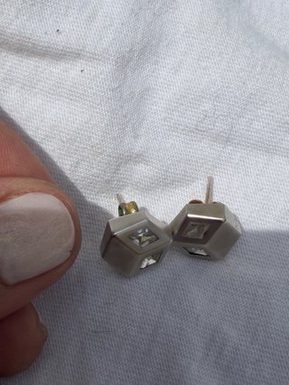 Pendientes Plata 925 Cubo Circonitas Vintage