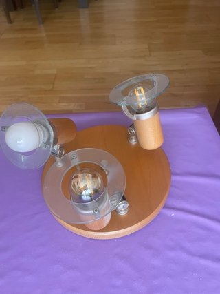 Lámpara de techo madera y cristal