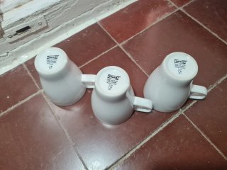 3 Tazas IKEA Porcelana Blancas