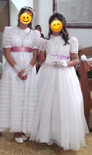 2 Vestido de Primera Comunión Blanco y Rosa