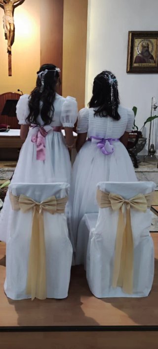 2 Vestido de Primera Comunión Blanco y Rosa