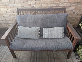 Muebles de madera color teca para terraza