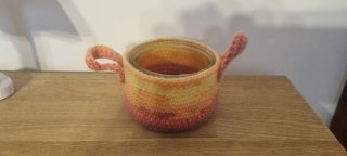 Cesta tejida a crochet multiusos