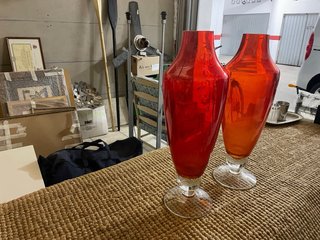 Jarrones grandes cristal rojo y transparente