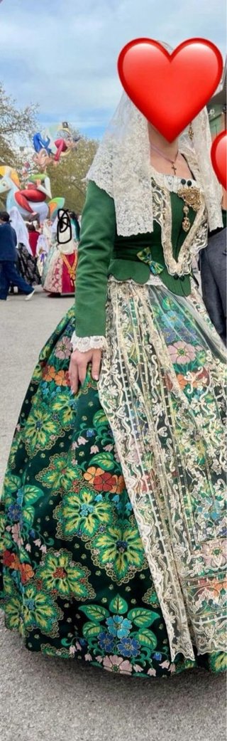 Traje Fallera Talla 38 Verde Multicolor