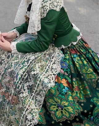 Traje Fallera Talla 38 Verde Multicolor