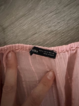 Blusa rosa fruncida manga abullonada