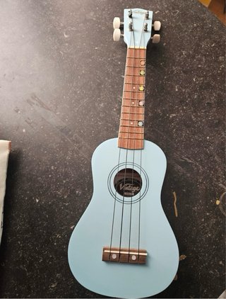 Ukelele con funda para niños azul