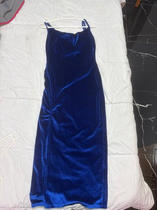 Vestido azul terciopelo largo