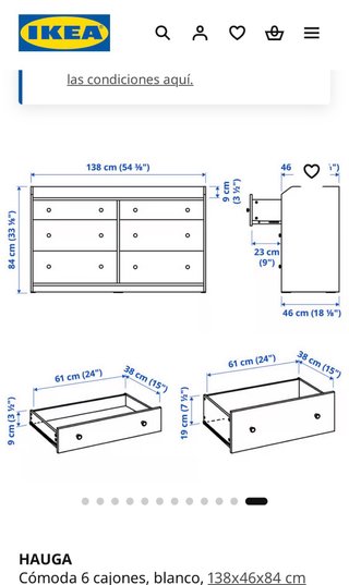 Cómoda Ikea Hauga 6 cajones