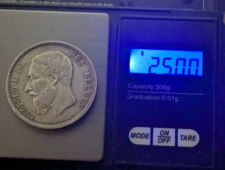 Bélgica 5 Francos Plata 1868 Leopoldo II