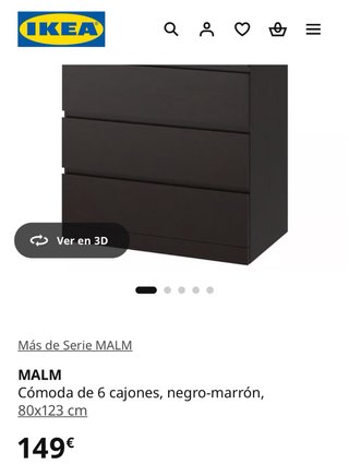 Cómoda 6 cajones negro Malm Ikea