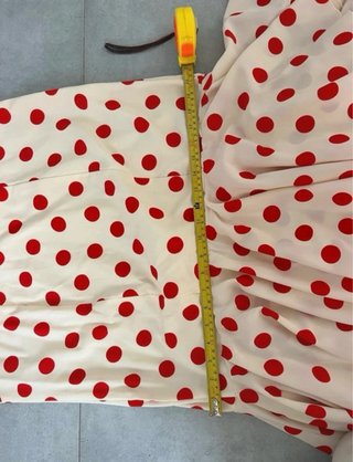 Vestido Flamenca Beige Lunares Rojos Talla Única