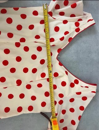 Vestido Flamenca Beige Lunares Rojos Talla Única