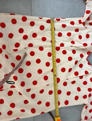 Vestido Flamenca Beige Lunares Rojos Talla Única