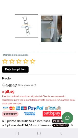 NUEVA Escalera de aluminio para litera
