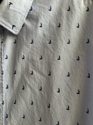 Camisa celeste hombre estampada XXL, manga larga.