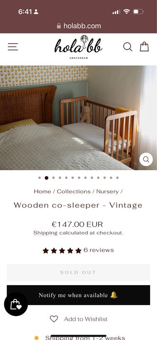 Minicuna Co-sleeper Hola BB Amsterdam Madera