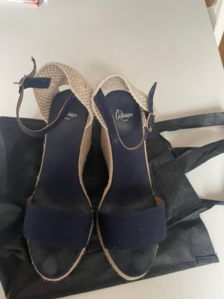 Sandali Castaner con tacco beige/blu 38