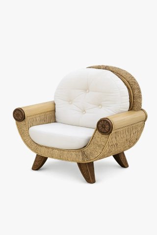 Conjunto Muebles Ratán Natural Sofá Silla Mesa