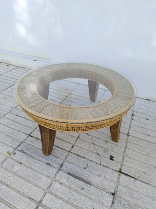 Conjunto Muebles Ratán Natural Sofá Silla Mesa
