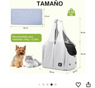 Bolso Transportín Perros Gris y Negro