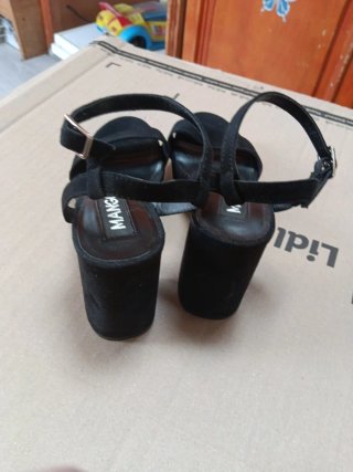 Sandalias Mango Tacón Negro Mujer