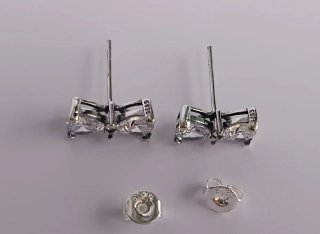 Pendientes lazo brillantes plata