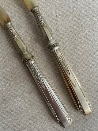 Cubiertos para ensalada de metal y asta