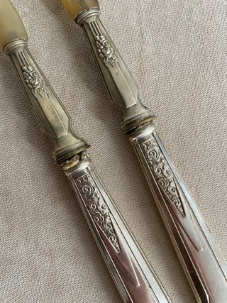 Cubiertos para ensalada de metal y asta