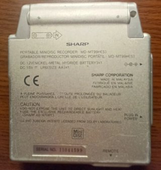 Minidisc portátil Sharp MD-MT99