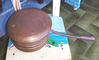 Antico scaldaletto rame coperchio forato