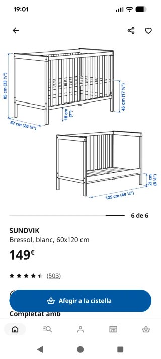 Cuna Ikea Sundvik Blanca + colchón
