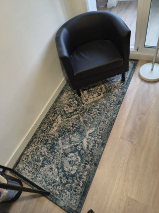Alfombra estilo vintage verde y blanco
