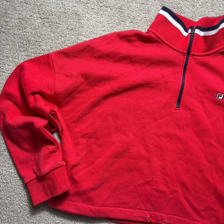 Sudadera Fila Roja Crop Top Media Cremallera