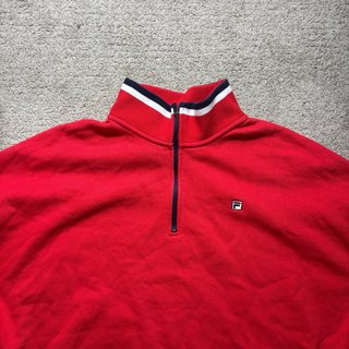 Sudadera Fila Roja Crop Top Media Cremallera