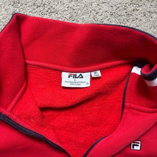 Sudadera Fila Roja Crop Top Media Cremallera