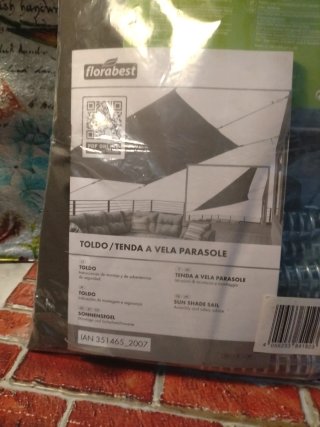 Toldo Vela Parasol Florabest Gris