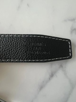 Cinturón Hermès Hebilla H Negro y Plata