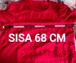 Blusa roja gasa transparente talla 50.