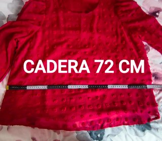 Blusa roja gasa transparente talla 50.