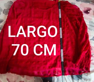 Blusa roja gasa transparente talla 50.