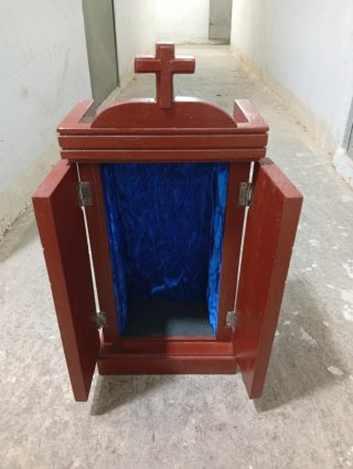Porta Virgen Cruz Madera Marrón