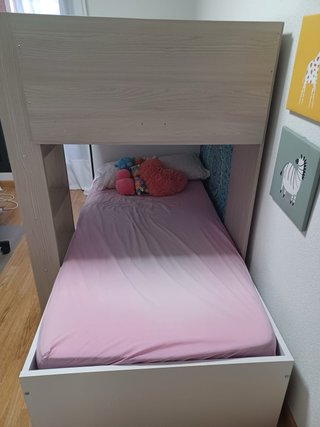 Cama Tren Blanca y madera gris Reversible