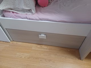 Cama Tren Blanca y madera gris Reversible