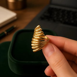 Anillo Lanzadera Chapado Oro 18k Ajustable