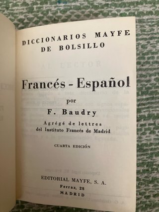 Antiguo Diccionario Bolsillo Francés-Español - Edi