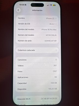 iPhone 16 Pro Max 256 GB color negro