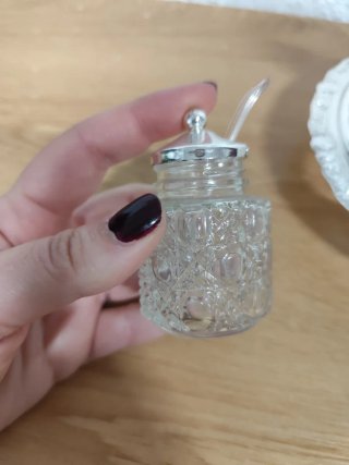 Vinagrera de cristal y metal Queen Anne