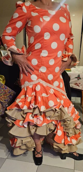 Traje Flamenca Lunares Naranja Talla 44